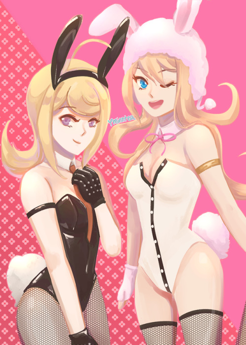 Two good bunny girls in Kirigiri and Chiaki’s bunny girl outfits~