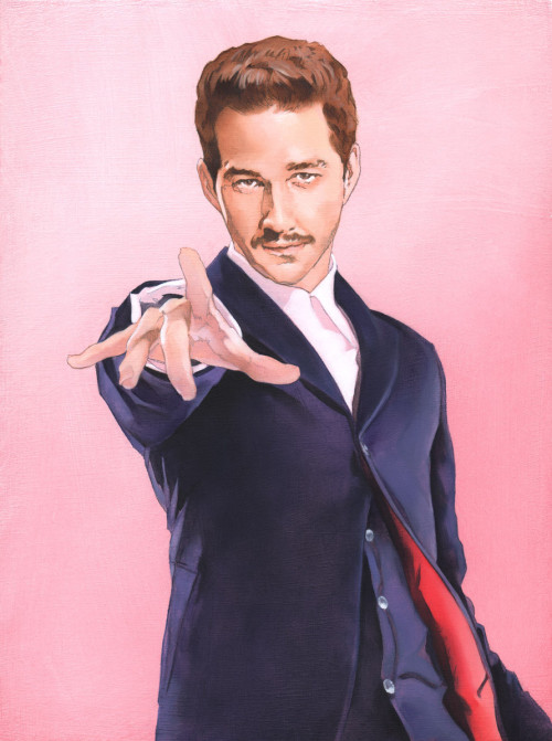 notlostonanadventure:  hawkakux:  archiemcphee:  “Do you ever look in the mirror and think, ‘I’ve seen that face before’?”Talk about a regeneration gone wrong, artist Brandon Bird has painted a series of portraits of Shia LaBeouf as every version