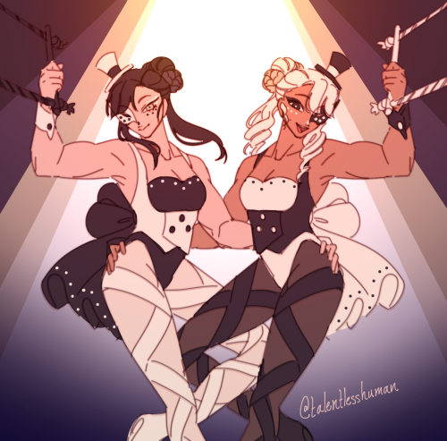 Another OC redesign! This time, the trapeze sisters irina and ogla! I’m very happy with their new un