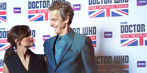 100percentrebeltimelord:Jenna Coleman and Peter Capaldi being completely adorable liferuiners AGAIN.