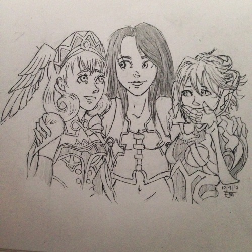 modpoge:Inktober day 4 goes to Melia, Sharla, and Fiora from Xenoblade Chronicles. Conveniently post