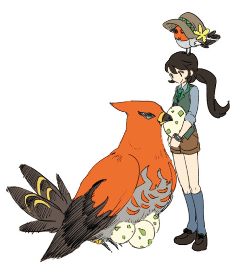 crazyparrotlady:  shikaro:   ポケモンとわし by よも  talonflame omfg also lapras aaaaa  A 