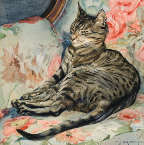 catonhottinroof: Norbertine Bresslern-Roth (1891-1978)Lying cat, 1920 