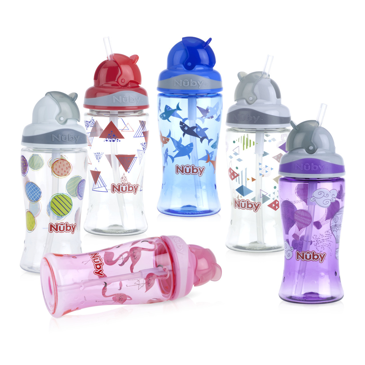 Nuby No Spill Thirsty Kids Flip It Toddler Cup Bottle SoftFlex™ silicone straw