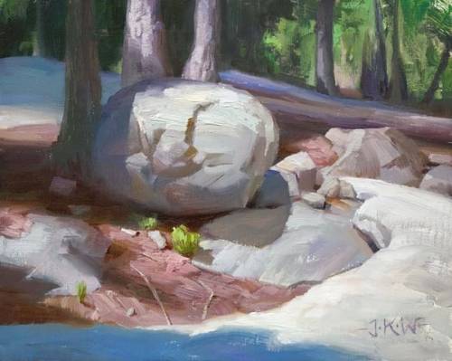 “Glacial Erratic” 8" x 10" oil on linen panel, 2021 High in the Oregon Cascade