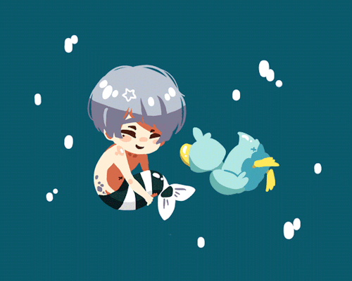 yuilien:FREE! / Pokemon crossover!!!haru: dolphin + vaporeonmakoto: orca + lanturnkiss me: betta fis