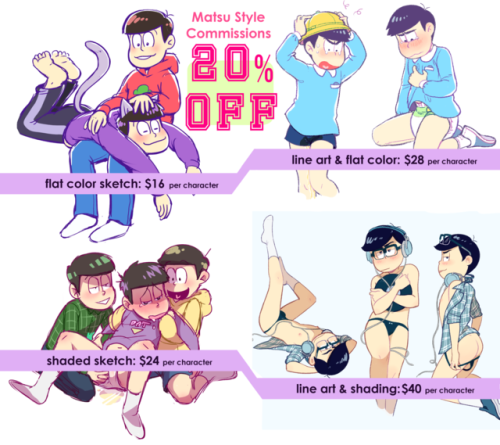 ah-bagels:  Hi guys, I’m taking commissions again! I’ll draw pretty much anything; fan art, OCs, NSFW, kink stuff, SFW, etc. I will NOT draw celebrities.Email me at ah.bagels@gmail.com to snag a commission(s), or if you have any questions at all.All