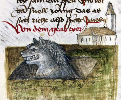 discardingimages: grave-robbing hyena Conrad of Megenberg, ‘Buch der Natur’, Germany ca. 1434. Stras