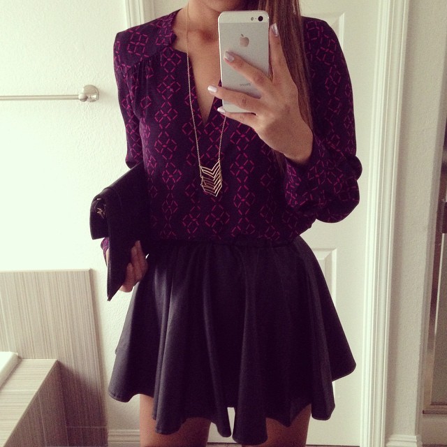 fashionsensexoxo:  Get this cute leather skirt right here ! 