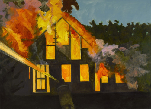 redlipstickresurrected:Lois Dodd (American, b. 1927, Montclair, NJ, USA) - 1: Burning House with Cla