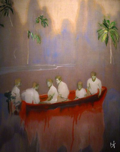 Peter Doig (1959 - ) Figures in Red Boat, 2005-7