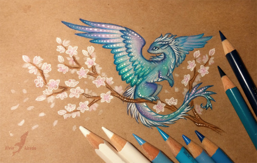Azure sakura dragonSpring blue skyMany of you asked about this dragon.  I drew (: