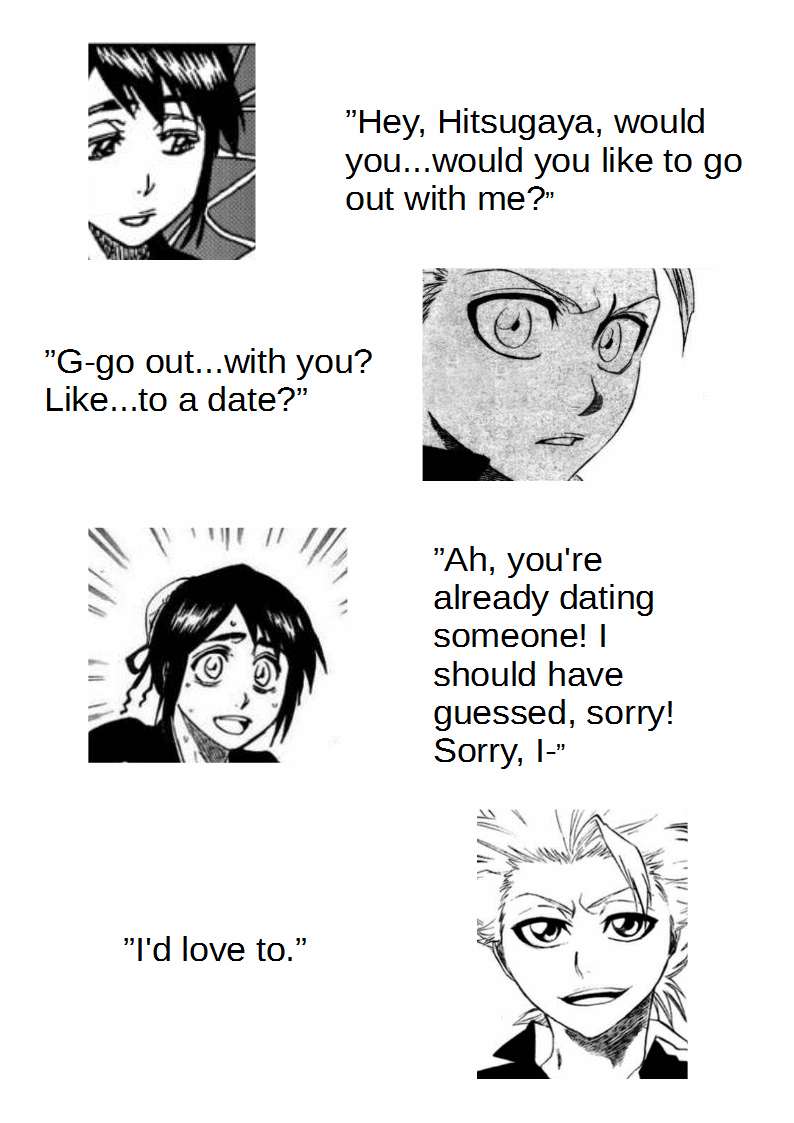 hitsuhinalover:  In my headcanons, it’s usually Hitsugaya who asks Hinamori out,