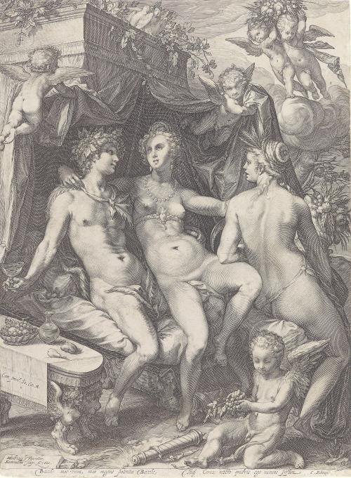 Bacchus with Ceres and Venus by Jan Pietersz Saenredam (after Goltzius), c. 1600