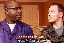 beauxtiful:  Steve McQueen and Michael Fassbender on their first meeting. 