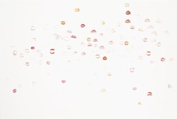 thunderstruck9:Dan Colen (American, b. 1979), Untitled (Kiss Painting), 2008. Chanel lipstick on canvas, 36 x 53 in.