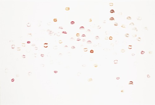 thunderstruck9:  Dan Colen (American, b. 1979), Untitled (Kiss Painting), 2008. Chanel lipstick on canvas, 36 x 53 in.