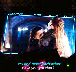 maisiewilliamssource: Maisie Williams and Sophie Turner behind-the-scenes on GoTS7E4