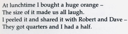 The Orange - Wendy Cope/abundance - Amy Schmidt/oranges - Jean Little/oranges - Robert Morgan/oranges