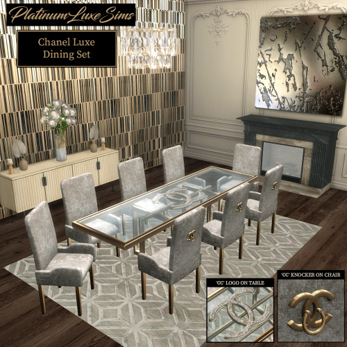 xplatinumxluxexsimsx:| CHANEL LUXE DINING SET | So here is our ‘Chanel’ inspired dining set ✨One of 