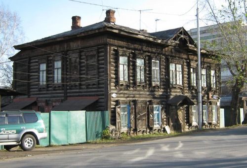 Historical wooden house in Krasnoyarsk (Siberia, Russia).