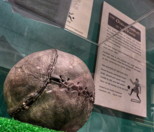 One of the oldest known soccer ball, found in the rafters of a bedroom in Stirling Castle and dating