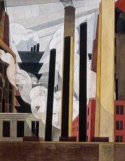 jeroenapers:End of the Parade Coatesville. Charles Demuth. 1920.  Hij ontwikkelde een stijl van schilderen die later bekend werd als het precisionisme.   