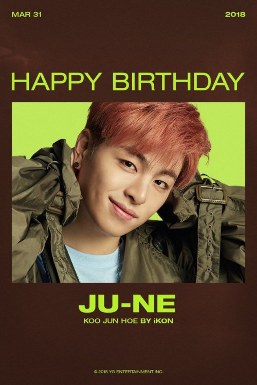 HAPPY BIRTHDAY JU-NE#PoetJunhoeDay #2018_03_31#iKON #아이콘 #JUNE #구준회#준회야_널_방울방울해© YG ENT OFFICIA