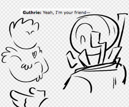 whack-patty:guthrie eathersea get out of my head [ID: Several sketches of Guthrie. He is a colorful 