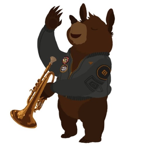 I&rsquo;ve got a girl who&rsquo;s always late #trumpet #bearcub #digitalart #illustrative #c