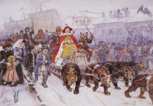 artist-surikov: Big masquerade in 1772 on the streets of Moscow with the participation of Peter I an