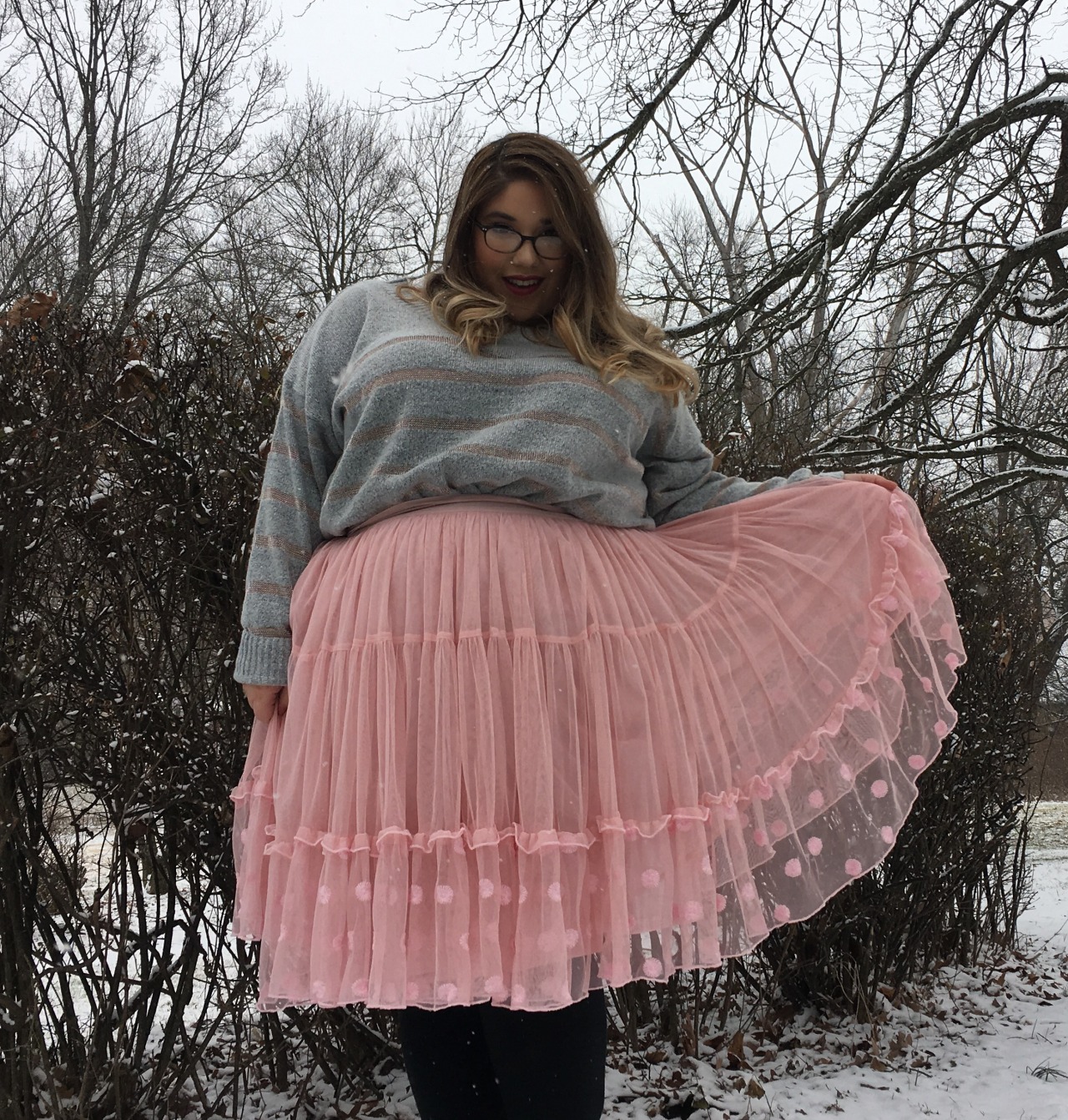 lizzies-looks:First outfit of the day of 2017! The sweater and skirt are from Lane