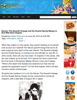 pure-than-white:  sasusakusara-uchiha:  The last day will be on July 6th?   Does this mean no chapter this Thursday…???   Damn I can’t wait any longer!!! :-(  Source: http://www.saiyanisland.com/2015/06/naruto-spinoff-manga-to-end-with-next-chapter/