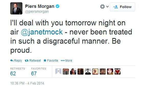 lisaquestions:  So this is Piers Morgan’s response to Janet Mock’s critical reaction