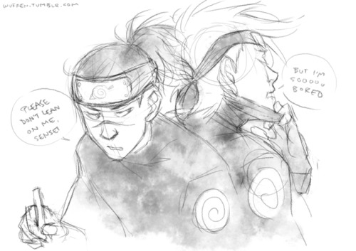 The “Draw all your past and present OTPs and die of shame” project, part 2/??: Kakashi/Iruka (Naruto) Shipping status: so dead no one has seen it move in centuries