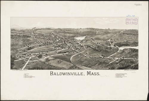 19th-century lithographs of Massachusetts towns by LucienR. Burleigh: Amherst (1886), Ashburnham (c.