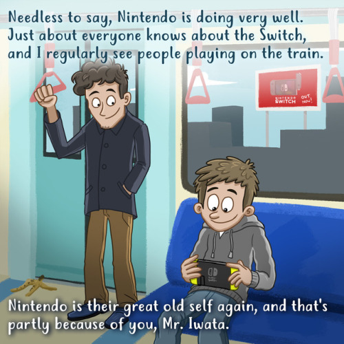 jinxii-infinity:  This comic has been reposted with permission from the original artist. I found this excellent and touching comic by Reddit user    AbelHagen earlier. Happy Birthday Satoru Iwada! Nintendo is doing just fine. 