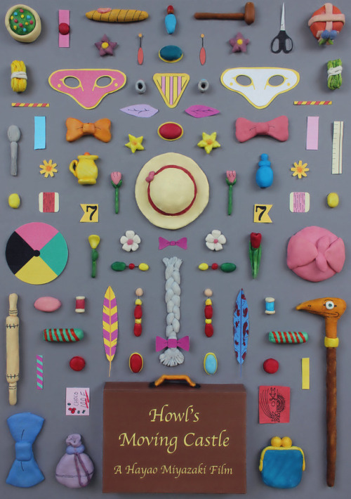 jordanbolton:Howl’s Moving Castle poster by Jordan Bolton. Made by recreating original objects from 