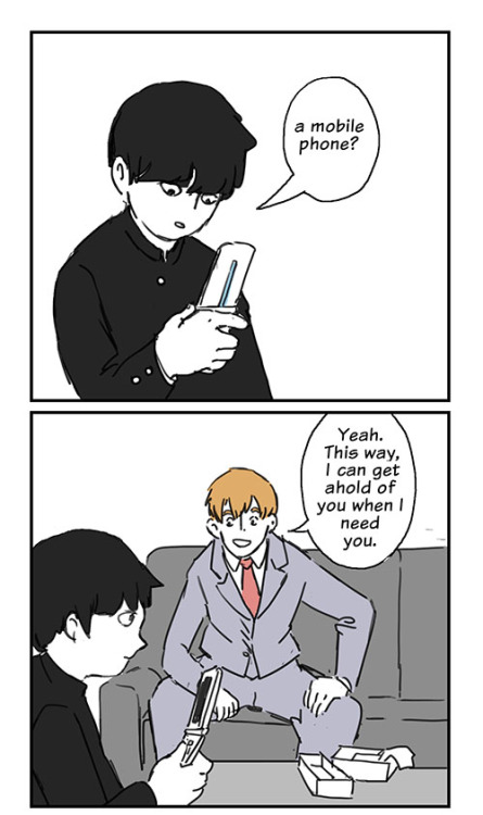 valvocea:  Based on dysthymicgenos‘s headcanon here.After this, Reigen always keeps his ringtone on at night.