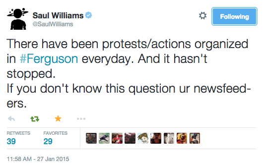 thesylverlining:
“socialjusticekoolaid:
“Ferguson is everyday, and it seems like everyday we’re given a new reason to fight. Stay committed, stay strong, and, most of all, stay woke. #farfromover
”
I have literally not heard a single peep about...