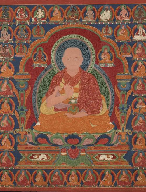 Thangka depicting Sanggye Sengge, 11th Abbot of Ngor Monaster. Tibet, 16th Century.(Source)