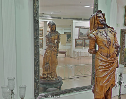 The double sided statue of Mephistopheles and Margaretta inside the Salar Jung Museum, Hyderabad.