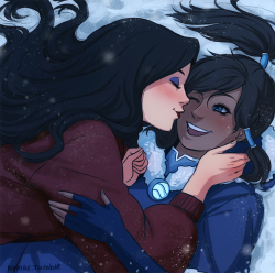 nymre:some old korrasami drawings I believe I haven’t re-uploaded yet? In any way, happy holidays!  &lt;3 :)  