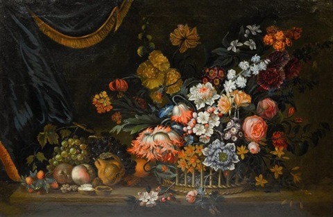 Circle of Domenico Osnago Corbeille de fleurs et fruits