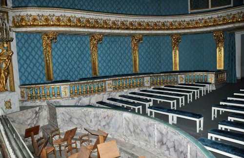 prince-de-versailles:More details of Marie-Antoinette’s Petit Trianon theatre, interior decor and th