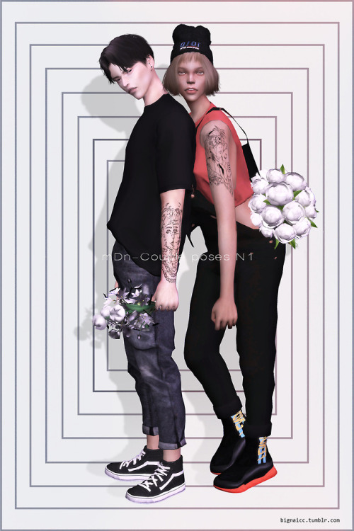 hitohari-sims: bignaicc: mDn-Couple pose N1 (*/ω＼*) I’m a beginner for creating poses, so if there