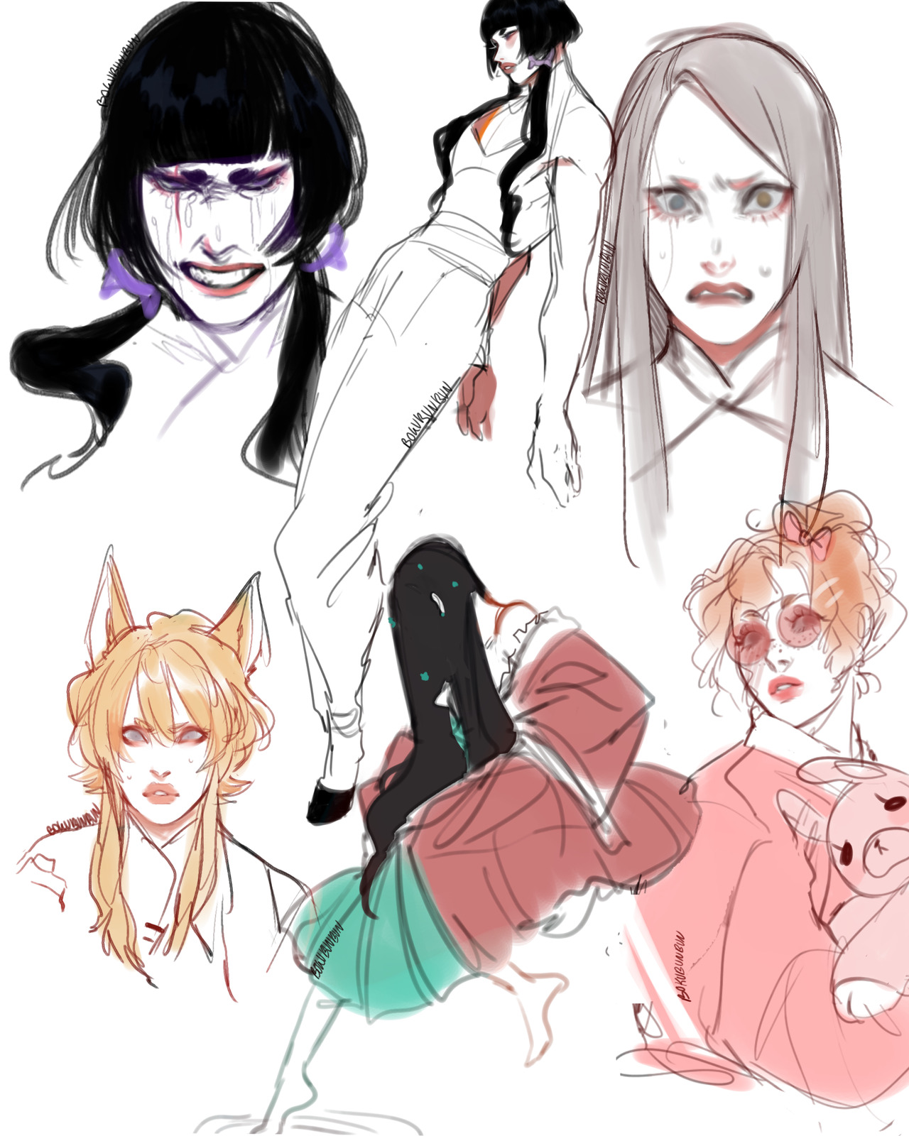 bokubunbun: Some sketches I did a while ago, late post! 2 my girlfriends ocs and