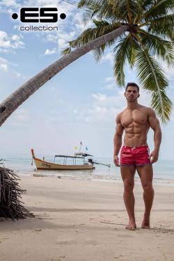 thecelebarchive:  DAILY MALE - ‘ES Collection’ releases new set of images from their new swimwear campaign for 2014: “THAI” featuring gorgeous model Roman Dawidoff Fitnes model. He is joined by models Jacob Covadlo and Gabor Hegyi, shot by Joan