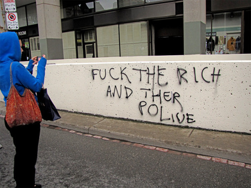 “Fuck the rich and their police!”Anarchist graff following the 2010 anti-G20 protests in Toronto