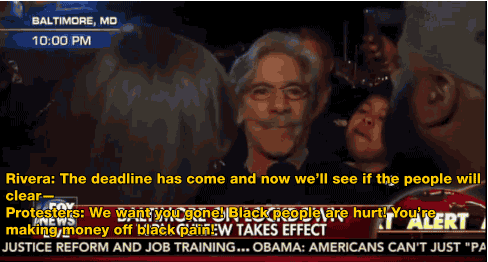 republicanidiots:  knowledgeequalsblackpower:  chocahontas:  salon:  Geraldo Rivera schooled by Baltimore protesters  Fuck him too.  I love Black people!! I love us!  Okay. Fess up.  Who gave Geraldo a beer?  
